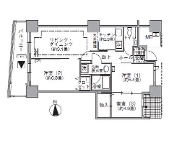 アクティ汐留 3413｜東京都港区海岸１丁目(賃貸マンション2SLDK・34階・65.82㎡)の写真 その2