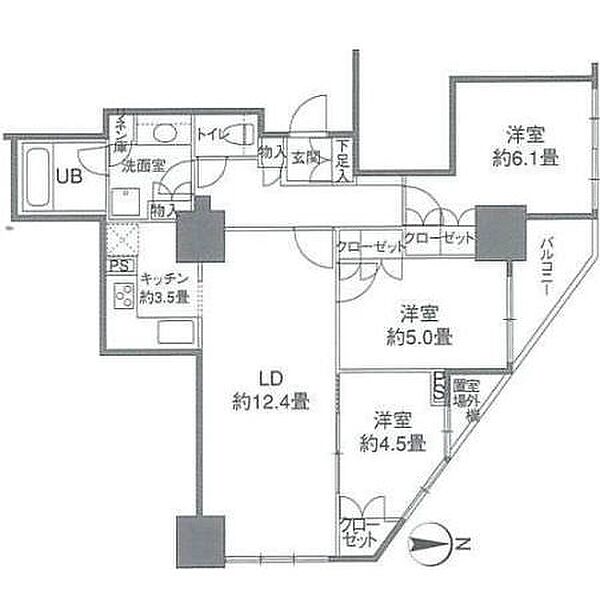 カスタリアタワー品川シーサイド 1607｜東京都品川区東品川４丁目(賃貸マンション3LDK・16階・71.99㎡)の写真 その2