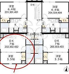 グラシア・ベイ大森 3階1DKの間取り