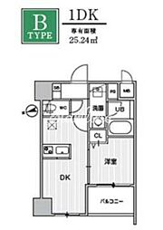 ウィーブベース大森(Weave Base OMORI) 1DKの間取図画像