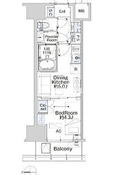 ベルファース蒲田West 1DKの間取図画像