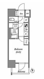ディームス品川南大井 1Kの間取図画像