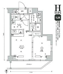 スカイコート品川パークサイド2 1LDKの間取図画像
