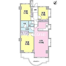ブロンズストーン宇田川 3LDKの間取図画像