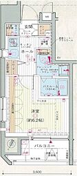 エステムプラザ品川大井町クリスタルヒルズ 1Kの間取図画像
