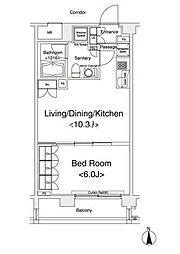イプセ蒲田ウエスト 1LDKの間取図画像