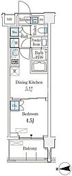 ベルファース品川大井町 1DKの間取図画像