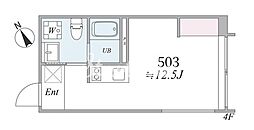ザ・トリアス121(the trias 121) ワンルームの間取図画像