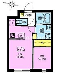 アドレアーバン大森町A 1LDKの間取図画像