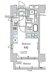 パークアクシス大森 ワンルームの間取図画像