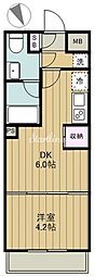 パークキューブ大森山王 1DKの間取図画像