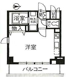 パインコート梅屋敷 ワンルームの間取図画像