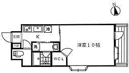 カルム宇品 1Kの間取図画像