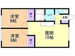コーポきむら2 2DKの間取図画像