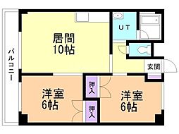 センチュリーハイツ 2LDKの間取図画像