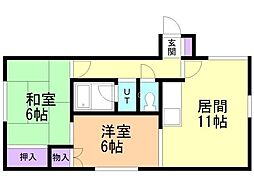 グランパレス東郊2 2LDKの間取図画像