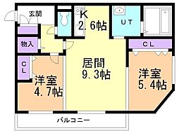 WELL  BRIGHT東雲 RESIDENCE 2LDKの間取図画像