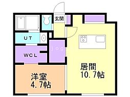 千歳市末広8丁目マンション 1LDKの間取図画像
