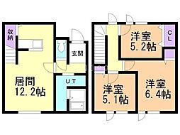 勇払郡安平町早来北進アパート 3LDKの間取図画像