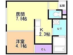 プリオール千歳 1LDKの間取図画像