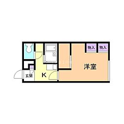 レオパレスリバーサイド桂木 1Kの間取図画像