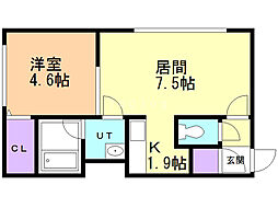 RN富士 1DKの間取図画像