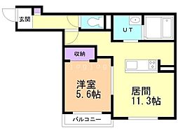 千歳市東郊1丁目アパート 1LDKの間取図画像