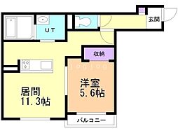 千歳市東郊1丁目アパート 1LDKの間取図画像