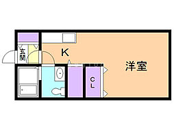 ポプリ末広2007 1Kの間取図画像
