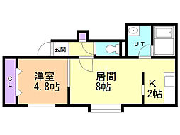 セイル千歳 1LDKの間取図画像
