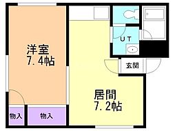 ミキハウス 1DKの間取図画像