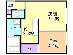 プリオール千歳 1LDKの間取図画像