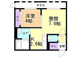 千歳市青葉2丁目マンション 1LDKの間取図画像