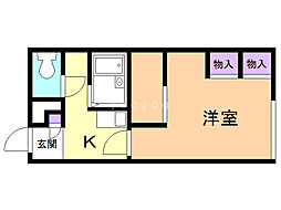 レオパレスノースヒルB 1Kの間取図画像