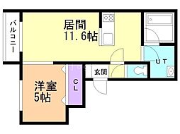 千歳市富士2丁目マンション 1LDKの間取図画像