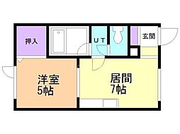 レジデンス東郊 1DKの間取図画像