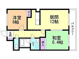 ケーポート末広 2LDKの間取図画像