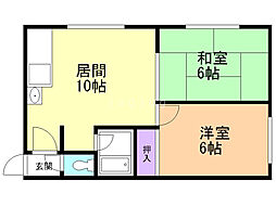 コーポプライム 2LDKの間取図画像