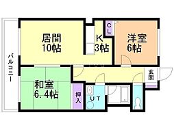 ケーポート末広 2LDKの間取図画像