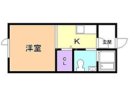 ポプリ緑町A 1Kの間取図画像