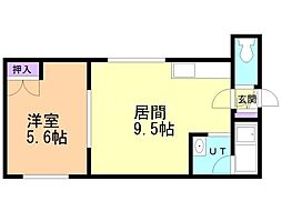 ラザール末広 1DKの間取図画像
