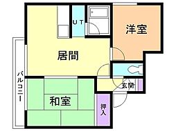 ピュアパレス 2DKの間取図画像