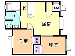 ハイムメトロポリタン 2LDKの間取図画像