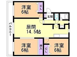 ノースハイツ 3LDKの間取図画像