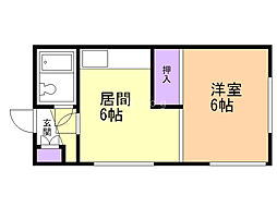 コーポきむら3 1DKの間取図画像