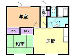 コーポ忠2 2LDKの間取図画像
