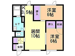 ハイツスズキB 2LDKの間取図画像
