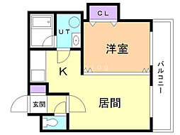 エトワール千京 1LDKの間取図画像