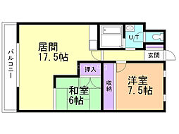 クリスタルヒルズ 2LDKの間取図画像