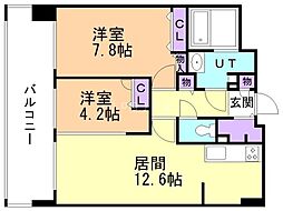 セントラルレジデンスポルトム 2LDKの間取図画像